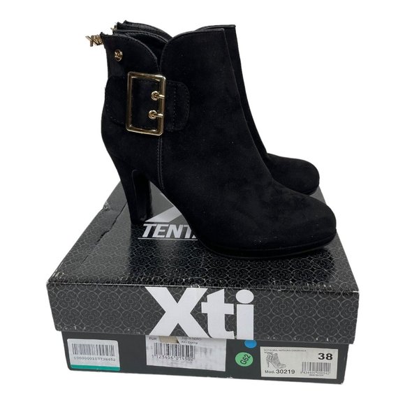 Xti Womens Ankle Boots Black Suede Size 7 - Picture 10 of 10